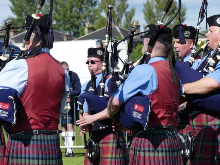 Vale of Atholl Grade 3 nand competing at the British Pipe Band Championships last season.