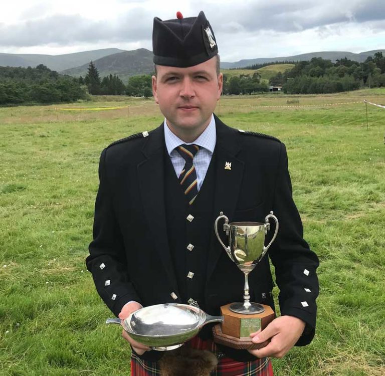 Pipe Major Ben Duncan today at Newtonmore.