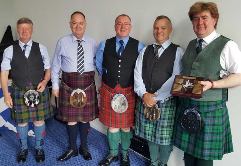 L-R: Ian Duncan, RS-MacDonald, Willie McCallum, Stuart Liddell and Fred-Morrison in Lorient today.