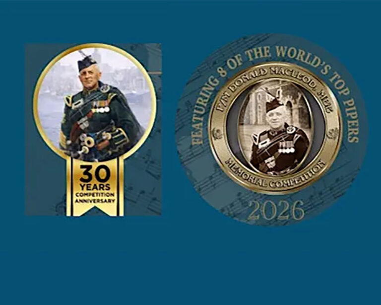 Watch Pipe Major Donald MacLeod MBE Memorial competition on livestream April 3rd, 2026