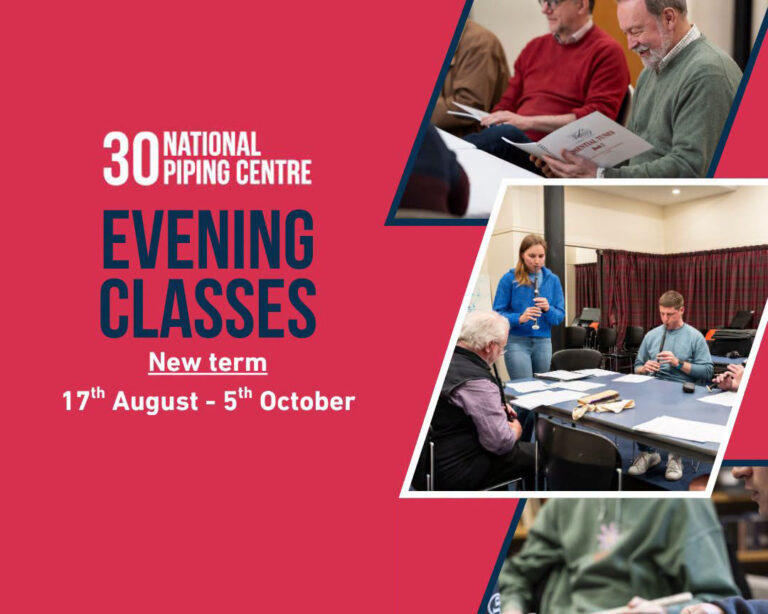 The NPC evening classes for pipes, piobaireachd, smallpipes, drums, whistle and Gaelic begin in August