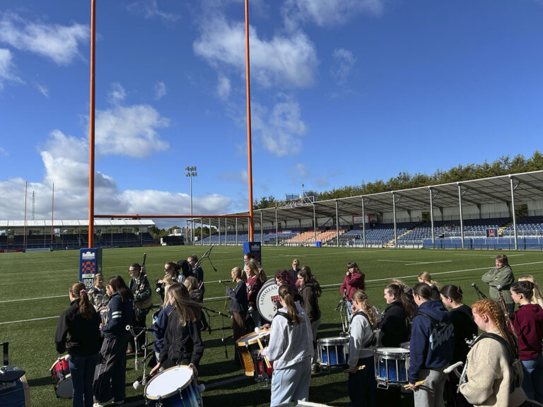 Young female pipe band play for Scotland v Australia Women’s International
